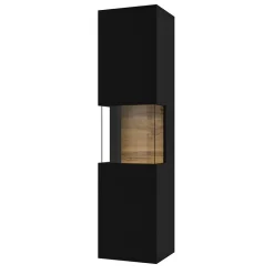 Garnero Arredamenti Vetrina sospesa 36x140h cm da parete nero rovere Fusion Nero Opaco Sale