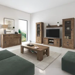 Garnero Arredamenti Vetrina 73x204h cm 1 anta 2 cassetti soggiorno noce nero Islen New