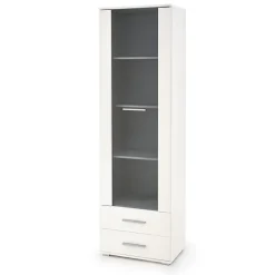 Garnero Arredamenti Vetrina 60x200h cm 1 anta 2 cassetti bianco opaco e lucido Viki Outlet