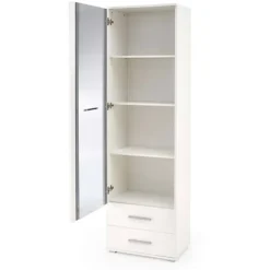 Garnero Arredamenti Vetrina 60x200h cm 1 anta 2 cassetti bianco opaco e lucido Viki Outlet