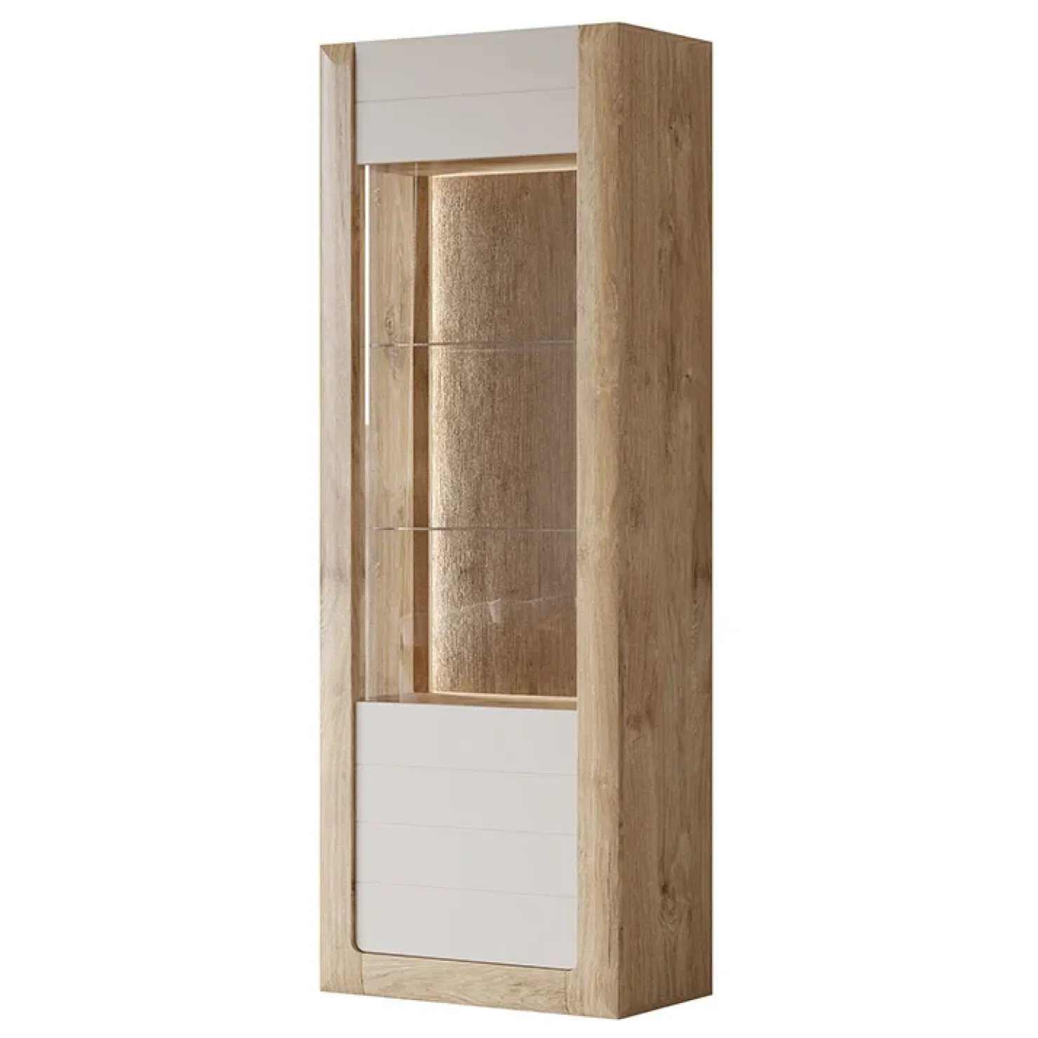 Garnero Arredamenti Vetrina 73x200h cm 1 anta 5 ripiani rovere tortora lucido Jumbo Tortora - Rovere Discount