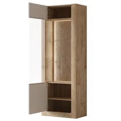 Garnero Arredamenti Vetrina 73x200h cm 1 anta 5 ripiani rovere tortora lucido Jumbo Tortora - Rovere Discount