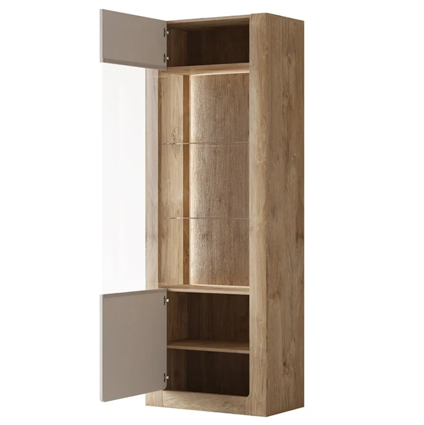 Garnero Arredamenti Vetrina 73x200h cm 1 anta 5 ripiani rovere tortora lucido Jumbo Tortora - Rovere Discount