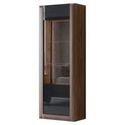 Garnero Arredamenti Vetrina 73x200h cm 1 anta 5 ripiani noce nero lucido Jumbo Nero Lucido - Noce Online