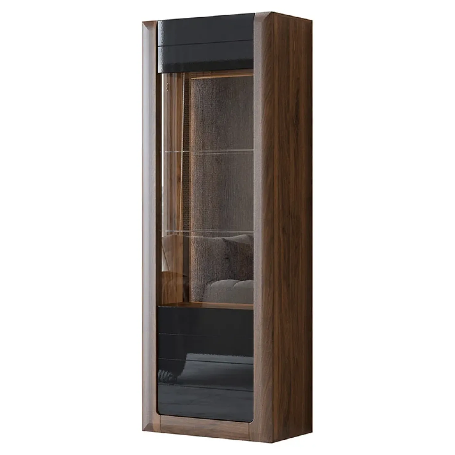 Garnero Arredamenti Vetrina 73x200h cm 1 anta 5 ripiani noce nero lucido Jumbo Nero Lucido - Noce Online