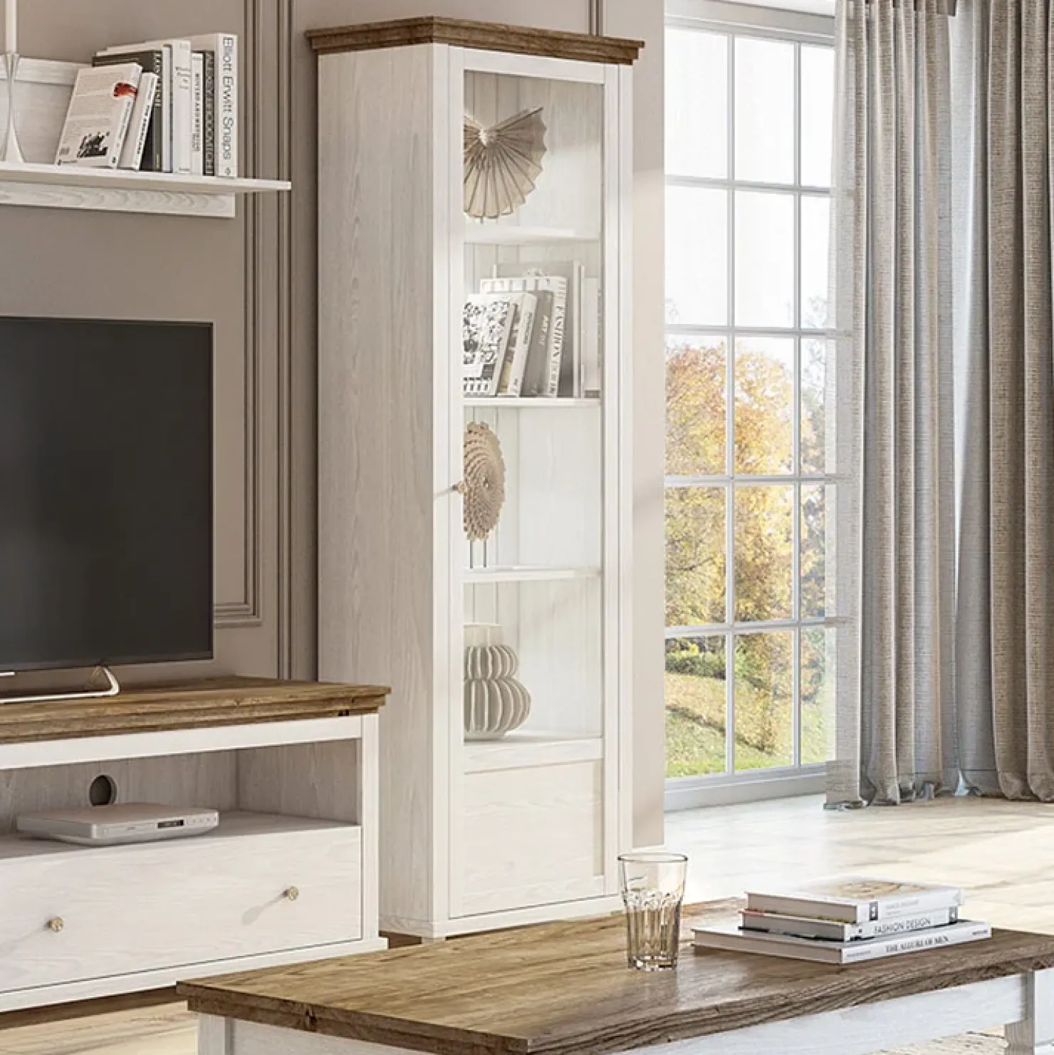 Garnero Arredamenti Vetrina 71x200h cm 1 anta destra rovere Texel Bianco Frassinato Online