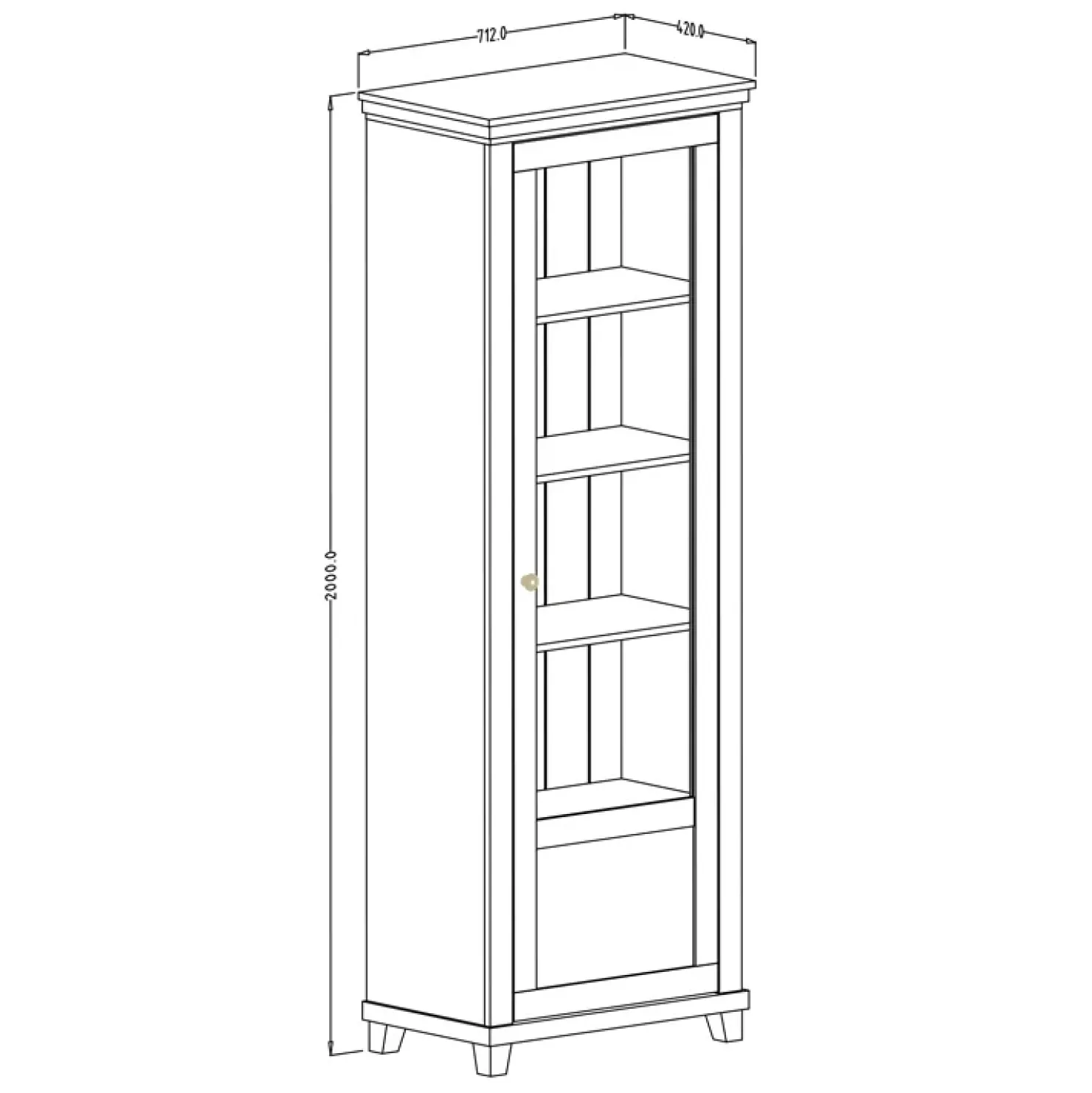 Garnero Arredamenti Vetrina 71x200h cm 1 anta destra rovere Texel Bianco Frassinato Online