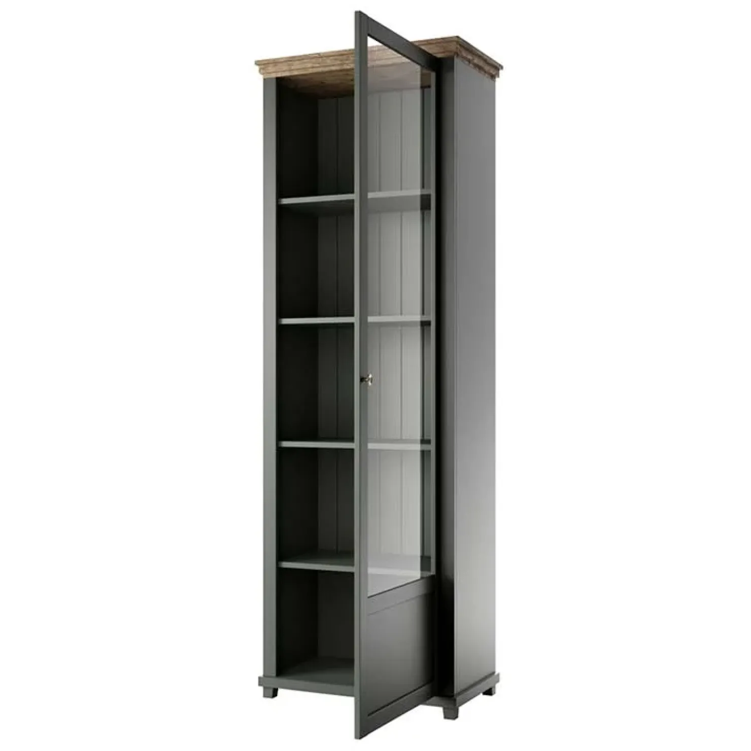 Garnero Arredamenti Vetrina 71x200h cm 1 anta destra soggiorno quercia Texel Verde Discount