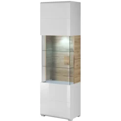 Garnero Arredamenti Vetrina 60x204h cm 1 anta moderna bianco lucido rovere Tahiti Best