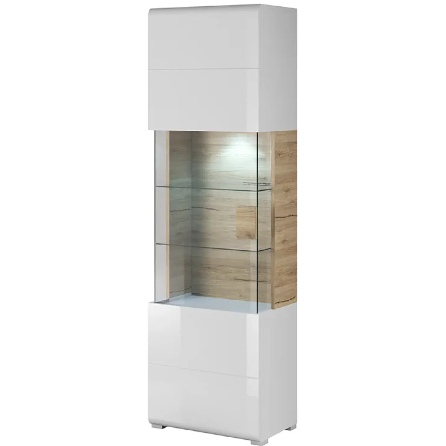 Garnero Arredamenti Vetrina 60x204h cm 1 anta moderna bianco lucido rovere Tahiti Best