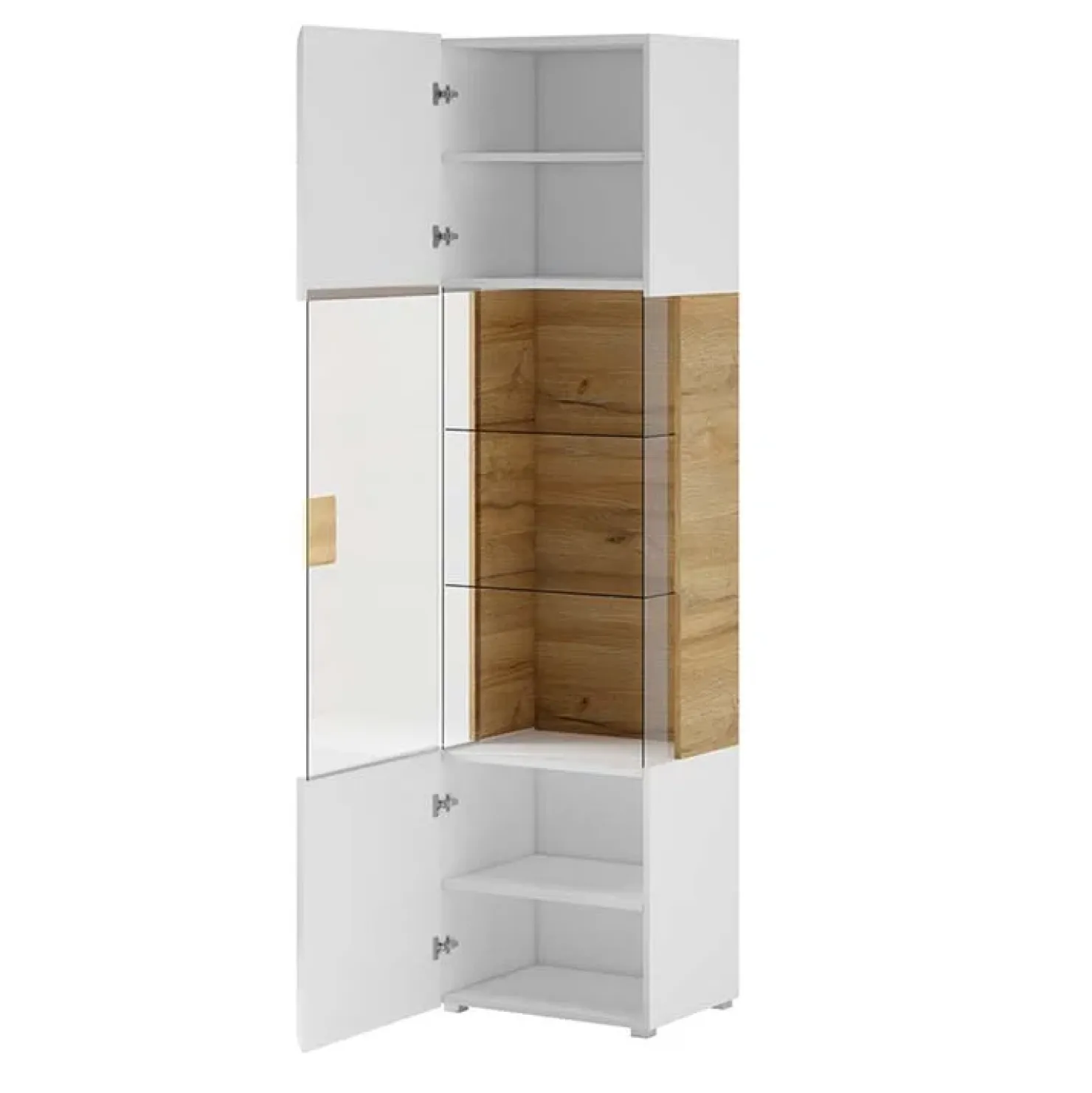 Garnero Arredamenti Vetrina 60x204h cm 1 anta moderna bianco lucido rovere Tahiti Best