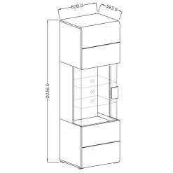 Garnero Arredamenti Vetrina 60x204h cm 1 anta moderna bianco lucido rovere Tahiti Best