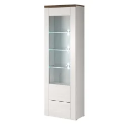 Garnero Arredamenti Vetrina 65x206h cm 1 anta moderna bianco frassinato rovere Paloma 2 Bianco Frassinato - Noce Discount