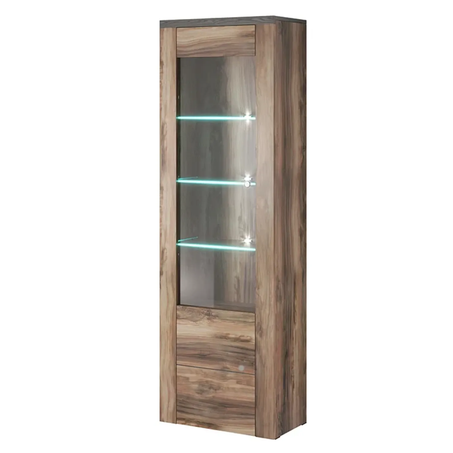 Garnero Arredamenti Vetrina 65x206h cm 1 anta moderna noce rovere grigio Paloma 2 Noce - Grigio Discount