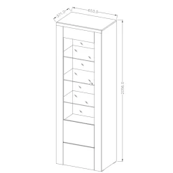 Garnero Arredamenti Vetrina 65x206h cm 1 anta moderna noce rovere grigio Paloma 2 Noce - Grigio Discount