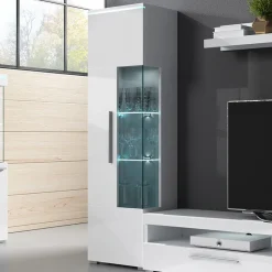 Garnero Arredamenti Vetrina 45x160h cm 1 anta sinistra moderna Frisk Bianco Lucido Discount