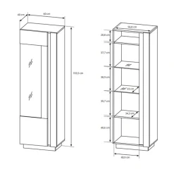 Garnero Arredamenti Vetrina 60x194h cm 1 anta soggiorno rovere antracite Noa Gihome® Rovere - Antracite Clearance