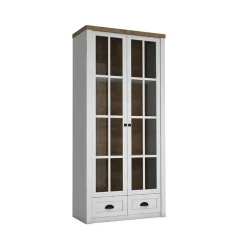 Garnero Arredamenti Vetrina 90x198h cm 2 ante 2 cassetti soggiorno bianco frassinato rovere Provenza New