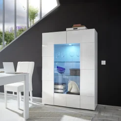 Garnero Arredamenti Vetrina 121x166h cm 2 ante design moderno bianco lucido Reflex Discount