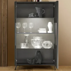 Garnero Arredamenti Vetrina 104x174h cm 2 ante moderna Tosca Nero Frassinato Clearance