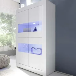 Garnero Arredamenti Vetrina 102x162h cm 4 ante moderna Eternity Bianco Lucido Sale