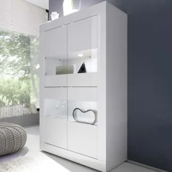 Garnero Arredamenti Vetrina 102x162h cm 4 ante moderna Eternity Bianco Lucido Sale