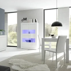 Garnero Arredamenti Vetrina 102x162h cm 4 ante moderna Eternity Bianco Lucido Sale