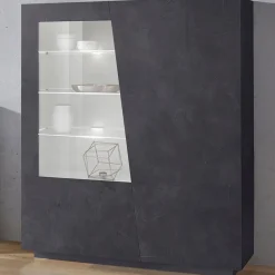 Garnero Arredamenti Vetrina 120x146h cm 2 ante moderna Candia Gihome® Ossido Sale