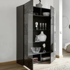 Garnero Arredamenti Vetrina 121x166h cm 2 ante moderna grigio scuro con serigrafia Paradise Antracite Hot