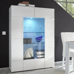 Garnero Arredamenti Vetrina 121x166h cm 2 ante moderna soggiorno bianco lucido Obsession Bianco Lucido - Bianco Lucido Hot