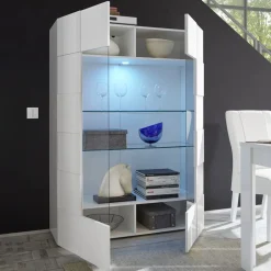 Garnero Arredamenti Vetrina 121x166h cm 2 ante moderna soggiorno bianco lucido Obsession Bianco Lucido - Bianco Lucido Hot