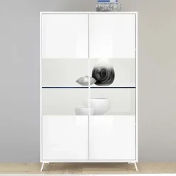 Garnero Arredamenti Vetrina 104x174h cm 2 ante moderna Tosca Bianco Lucido
