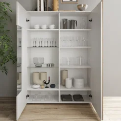 Garnero Arredamenti Vetrina 121x168h cm 2 ante moderna bianco lucido rovere Universal Bianco Lucido - Rovere Clearance