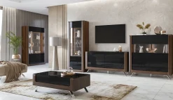 Garnero Arredamenti Vetrina 129x200h cm 2 ante noce nero lucido Jumbo Nero Lucido - Noce Sale