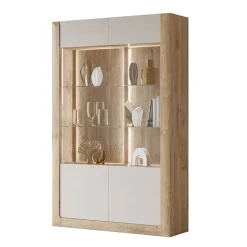 Garnero Arredamenti Vetrina 129x200h cm 2 ante rovere tortora lucido Jumbo Tortora - Rovere Discount