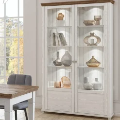 Garnero Arredamenti Vetrina 126x200h cm 2 ante soggiorno rovere Texel Bianco Frassinato Best