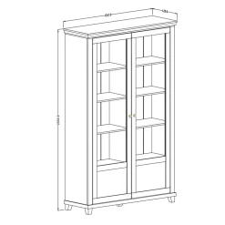 Garnero Arredamenti Vetrina 126x200h cm 2 ante soggiorno rovere Texel Bianco Frassinato Best