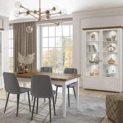 Garnero Arredamenti Vetrina 126x200h cm 2 ante soggiorno rovere Texel Bianco Frassinato Best