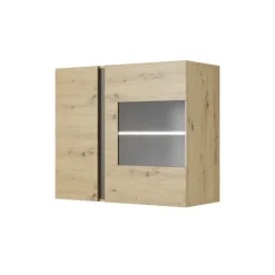 Garnero Arredamenti Vetrina 97x83h cm 2 ante soggiorno sospesa rovere Noa Gihome® Rovere - Antracite Hot