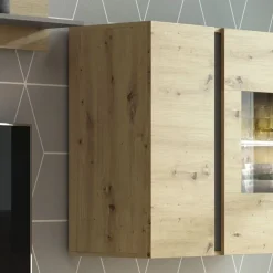 Garnero Arredamenti Vetrina 97x83h cm 2 ante soggiorno sospesa rovere Noa Gihome® Rovere - Antracite Hot