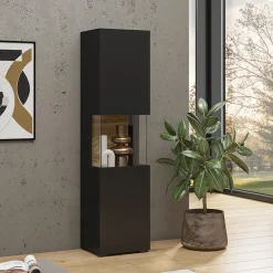Garnero Arredamenti Vetrina 36x140h cm da parete nero rovere Fusion Nero Opaco Sale