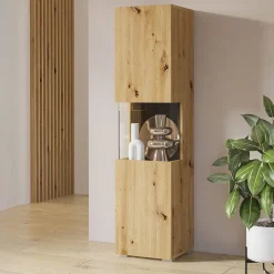 Garnero Arredamenti Vetrina 36x140h cm da parete nero Fusion Rovere Hot