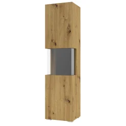 Garnero Arredamenti Vetrina 36x140h cm da parete nero Fusion Rovere Hot