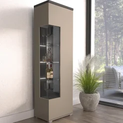 Garnero Arredamenti Vetrina 55x180h cm moderna beige grigio Matt Best