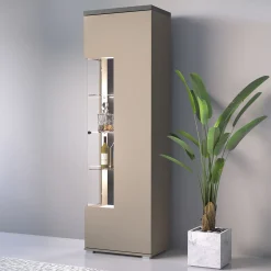Garnero Arredamenti Vetrina 55x180h cm moderna beige grigio Matt Best
