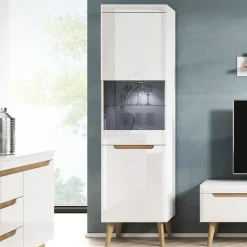 Garnero Arredamenti Vetrinetta alta 2 ante 53x197cm bianco lucido Alia Gihome® Online