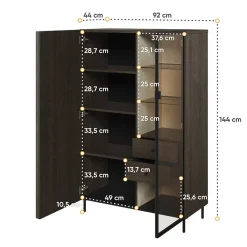 Garnero Arredamenti Vetrinetta bassa 92x144h cm 2 ante led wengè Blackwood Discount