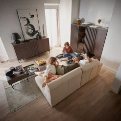 Garnero Arredamenti Vetrinetta bassa 92x144h cm 2 ante led wengè Blackwood Discount