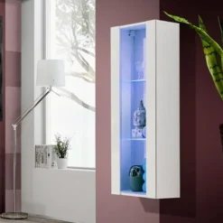 Garnero Arredamenti Vetrinetta sospesa 40x126h cm bianco opaco e lucido Bold Hot