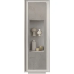 Garnero Arredamenti Vetrinetta 67x197cm 1 anta moderna bianco opaco grigio cemento Deluxe Cemento - Bianco opaco Online